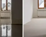 Po lewej świeża wylewka samopoziomująca, po prawej już sucha. Zobacz, ile schnie wylewka samopoziomująca.