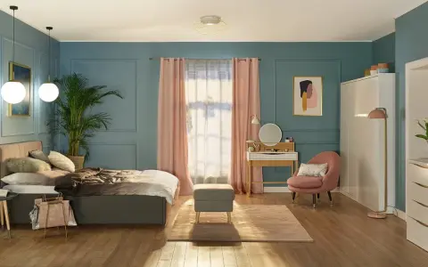 Elegancka toaletka w sypialni inspiracje: nowoczesne meble, pastelowe dodatki i przytulna atmosfera.