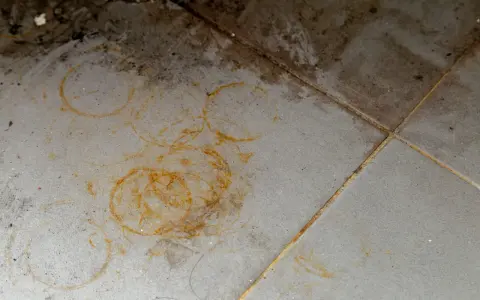 Plamy rdzy na kafelkach. Zastanawiasz się, czym wyczyścić rdzę? Ten obrazek pokazuje problem, z którym warto się zmierzyć.